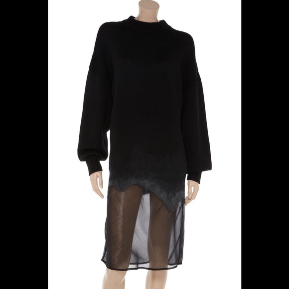 NWOT ALEXANDER WANG Sustainable Mixed Media Silk/Wool Dress XS - Picture 2 of 10